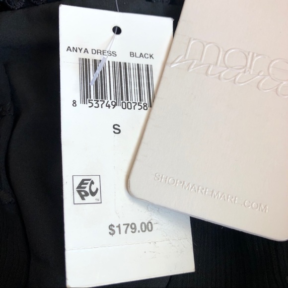 NWT $179~MARE MARE ANTHROPOLOGIE~Black Embroidered “ANYA” V-Neck Ruffle Dress~S - Picture 16 of 16